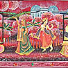 Radha & Krishna At Sunset - Khadi Silk