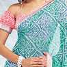 Green and Red Color Saree on Crush and Faux Georgette