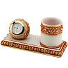 Gold Embossed Pen Stand with Watch